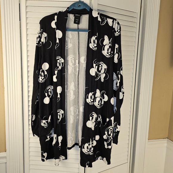 Torrid Disney Mickey & Minnie Super Soft Black‎ Open Front Cardigan 1 1X - Picture 1 of 5